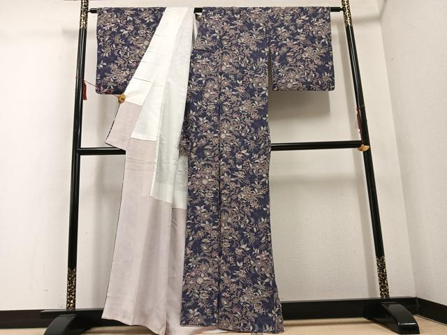 平和屋着物●上質な小紋　更紗枝花文　正絹　逸品　AABE2537ph