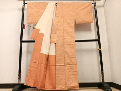平和屋着物●上質な紬 横段文 正絹 逸品 未使用 AABE2530ph