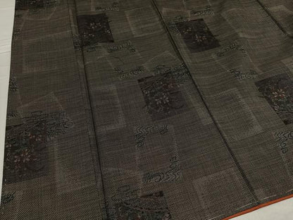 平和屋着物●本場大島紬　カタス7マルキ　色紙枝花文　正絹　逸品　未使用　AABE2578ph