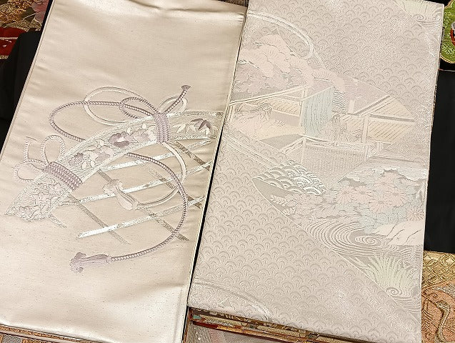 平和屋着物■袋帯 西陣 まとめて100点 鳳凰 向い鶴 孔雀 人物 蝶 更紗 花柄 正倉院 楽器 駒刺繍 金銀糸 など 未使用品あり 全て正絹 mmm979