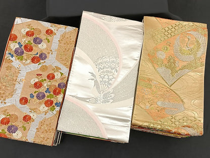 平和屋着物■袋帯 西陣 まとめて100点 鳳凰 向い鶴 孔雀 人物 蝶 更紗 花柄 正倉院 楽器 駒刺繍 金銀糸 など 未使用品あり 全て正絹 mmm979