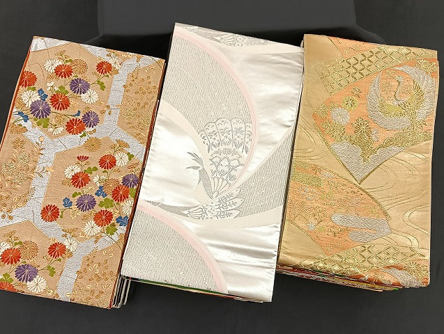 平和屋着物■袋帯 西陣 まとめて100点 鳳凰 向い鶴 孔雀 人物 蝶 更紗 花柄 正倉院 楽器 駒刺繍 金銀糸 など 未使用品あり 全て正絹 mmm979