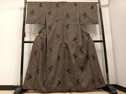 平和屋着物●本場大島紬　一元絣　色紙重ね文　正絹　逸品　AABE2551ph