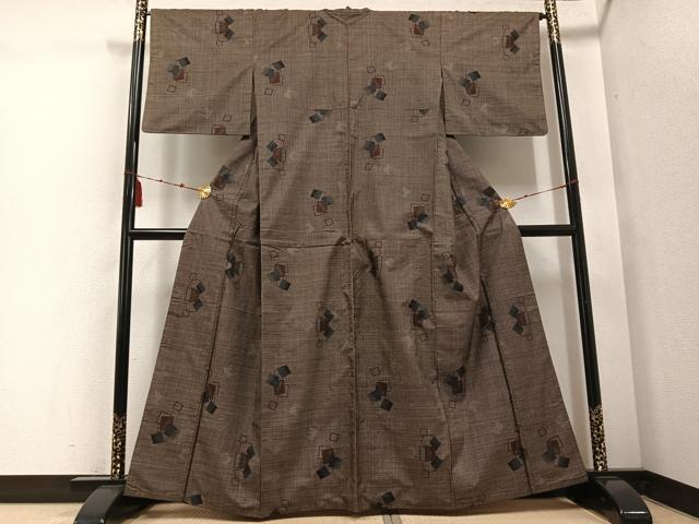 平和屋着物●本場大島紬　一元絣　色紙重ね文　正絹　逸品　AABE2551ph