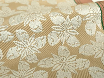平和屋着物●本場筑前博多織　両面　半幅帯　花間道　正絹　逸品　DABA1367ps
