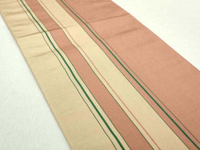 平和屋着物●本場筑前博多織　両面　半幅帯　花間道　正絹　逸品　DABA1367ps