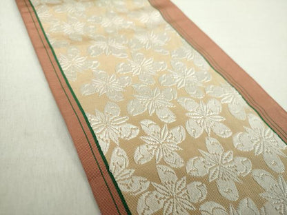 平和屋着物●本場筑前博多織　両面　半幅帯　花間道　正絹　逸品　DABA1367ps