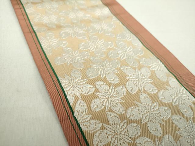 平和屋着物●本場筑前博多織　両面　半幅帯　花間道　正絹　逸品　DABA1367ps