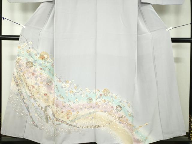 平和屋着物●訪問着　駒刺繍　枝垂れ桜　雪輪花文　暈し染め　金彩　正絹　逸品　DABA1450ps 平和屋着物○訪問着 駒刺繍 枝垂れ桜 雪輪花文 暈し染め 金彩