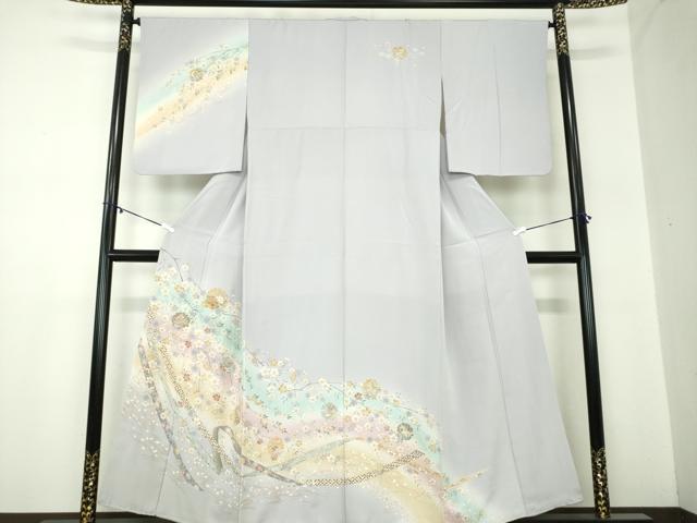 平和屋着物●訪問着　駒刺繍　枝垂れ桜　雪輪花文　暈し染め　金彩　正絹　逸品　DABA1450ps 平和屋着物○訪問着 駒刺繍 枝垂れ桜 雪輪花文 暈し染め 金彩