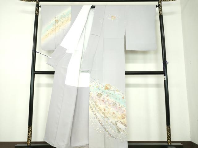 平和屋着物○訪問着 駒刺繍 枝垂れ桜 雪輪花文 暈し染め 金彩