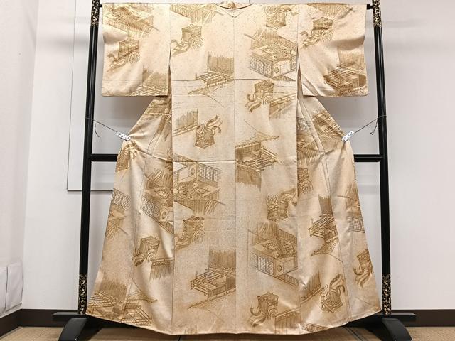 平和屋着物■上質な小紋　御所車文　暈し染め　金彩　正絹　逸品　CABB2623xi
