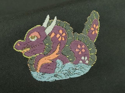 平和屋着物●極上　太鼓柄袋帯　唐織　十二支　干支　黒地　金糸　逸品　DZAB2855kh6