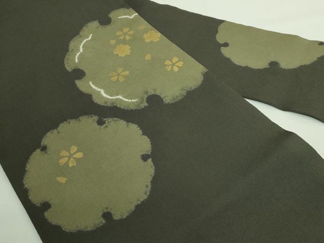 平和屋着物●極上　九寸名古屋帯　雪輪舞桜　色地　金彩　縮緬地　逸品　DZAB2864kh6