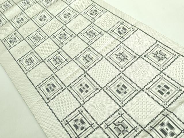 平和屋着物●極上　本場筑前博多織　八寸名古屋帯　市松文様　逸品　DZAB2920kh6