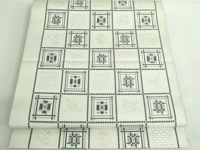平和屋着物●極上　本場筑前博多織　八寸名古屋帯　市松文様　逸品　DZAB2920kh6
