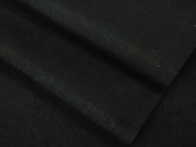 平和屋本店▽極上　本場結城紬　重要無形文化財　色無地　単衣　暗黒色　高島屋扱い　逸品　DZAA3876kh6