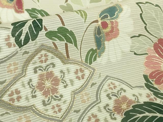 平和屋本店＊極上 夏物 訪問着 絽 更紗花文 砂色地 金彩 五泉 反端付き 逸品 DZAA4071kh6