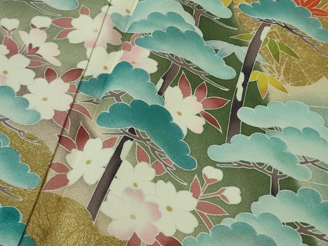 平和屋本店●極上　訪問着　友禅　風景松樹林文　暈し染め　金彩　逸品　未使用　DZAA4118kh6