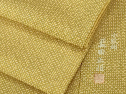 平和屋本店●極上　小紋師　藍田正雄　江戸小紋　菱文　薄い芥子色地　逸品　DZAA5633kh6