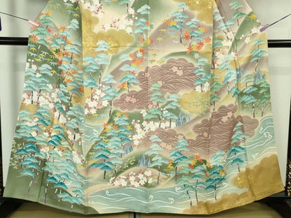 平和屋本店●極上　訪問着　友禅　風景松樹林文　暈し染め　金彩　逸品　未使用　DZAA4118kh6