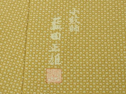 平和屋本店●極上　小紋師　藍田正雄　江戸小紋　菱文　薄い芥子色地　逸品　DZAA5633kh6