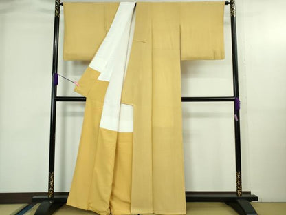 平和屋本店●極上　小紋師　藍田正雄　江戸小紋　菱文　薄い芥子色地　逸品　DZAA5633kh6