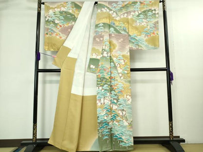 平和屋本店●極上　訪問着　友禅　風景松樹林文　暈し染め　金彩　逸品　未使用　DZAA4118kh6