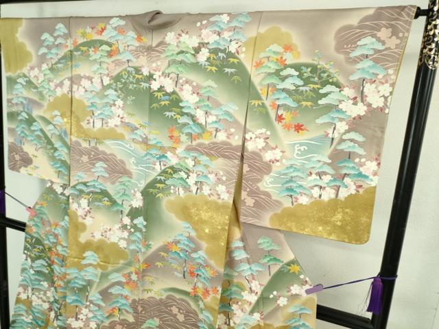 平和屋本店●極上　訪問着　友禅　風景松樹林文　暈し染め　金彩　逸品　未使用　DZAA4118kh6