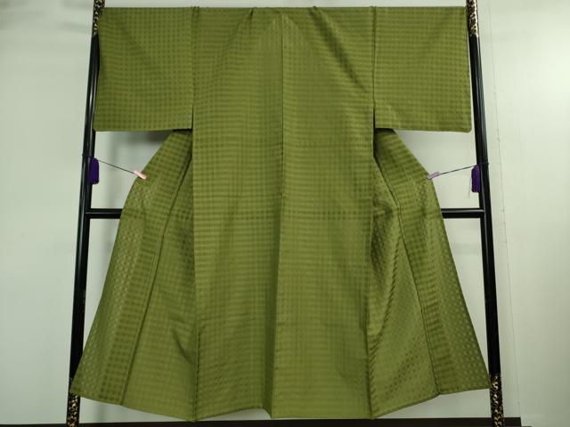 平和屋本店＊希少 夏物 男性 人間国宝 宮平初子 琉球古代織 首里花倉織 アンサンブル 絽織 着物:草色 羽織:亜麻色 色紙付 逸品 DZAA5054kh6