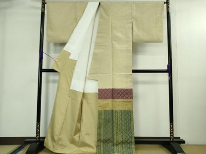 平和屋本店●極上　伝統工芸士　曽根武勇　訪問着　お召地　七宝　横段文　逸品　DZAA5384kh6
