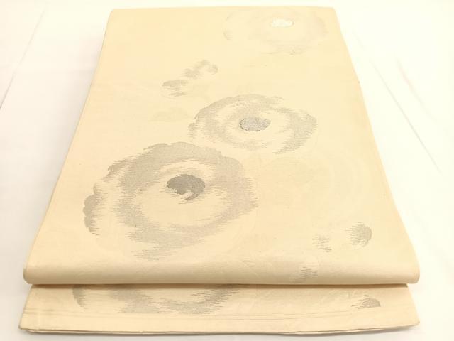 平和屋着物◎西陣　六通柄袋帯　光琳菊　銀糸　引箔　正絹　逸品　BAAV9658hv