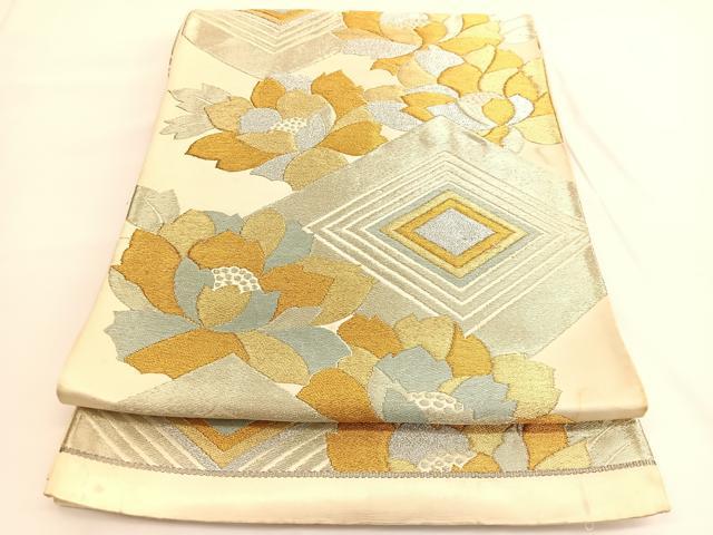 平和屋着物◎六通柄　京袋帯　牡丹入子菱文　金銀糸　正絹　逸品　BAAV9649hv
