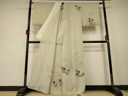 平和屋着物＊夏物 訪問着 絽 草花文 銀彩 正絹 逸品 AABE2664jd
