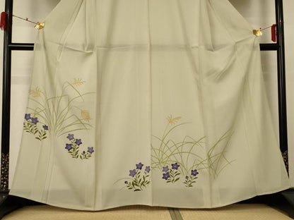 平和屋着物＊夏物 訪問着 絽 草花文 銀彩 正絹 逸品 AABE2664jd