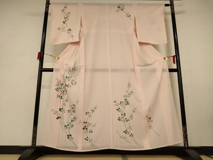 平和屋着物＊夏物 訪問着 絽 草花文 銀彩 正絹 逸品 AABE2674jd