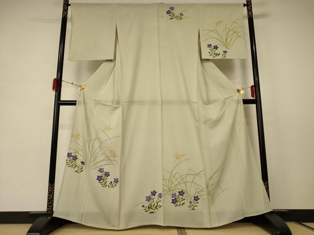 平和屋着物＊夏物 訪問着 絽 草花文 銀彩 正絹 逸品 AABE2664jd