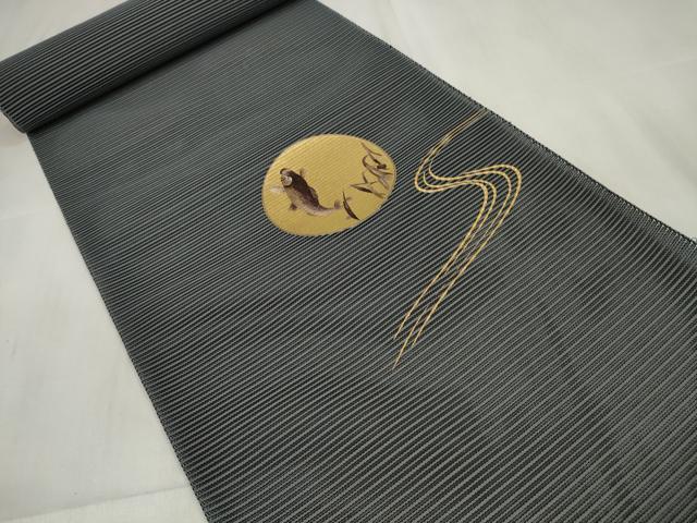 平和屋着物＊夏物 名古屋帯 帯反物 絽綴れ 刺繍 魚丸 金彩 逸品 未使用 DABA7241zzz