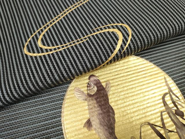 平和屋着物＊夏物 名古屋帯 帯反物 絽綴れ 刺繍 魚丸 金彩 逸品 未使用 DABA7241zzz