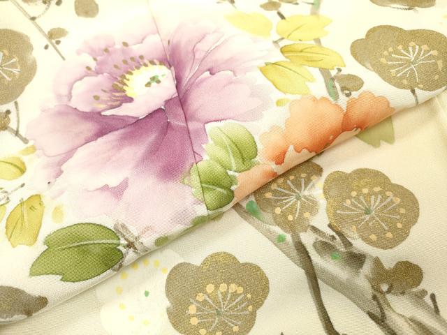 平和屋着物▼訪問着　手描き　枝花　暈し染　金彩　正絹　逸品　DAAZ6571fe