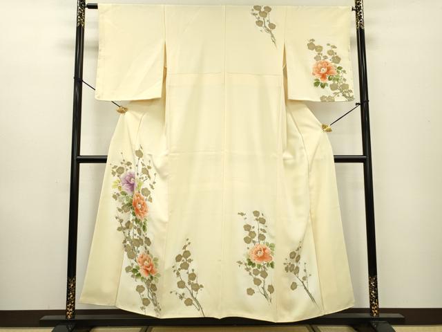 平和屋着物▼訪問着　手描き　枝花　暈し染　金彩　正絹　逸品　DAAZ6571fe