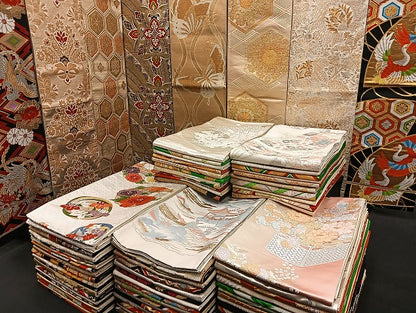 平和屋着物■袋帯 西陣 まとめて100点 鳳凰 向かい鶴 孔雀 人物 蝶 風景 更紗 花柄 正倉院 金銀糸 など 未使用品あり 全て正絹 mmm991