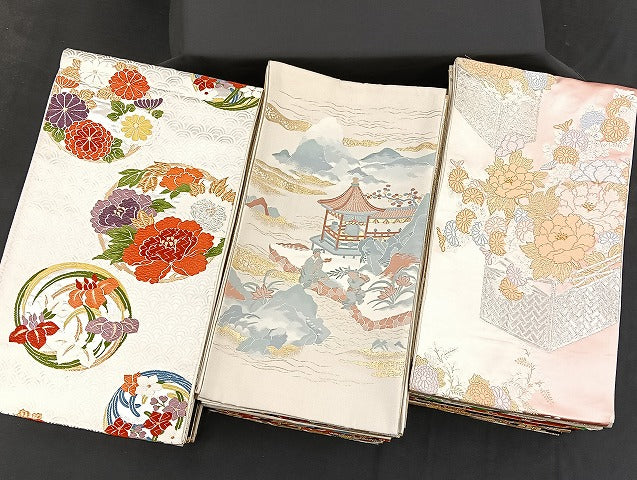 平和屋着物■袋帯 西陣 まとめて100点 鳳凰 向かい鶴 孔雀 人物 蝶 風景 更紗 花柄 正倉院 金銀糸 など 未使用品あり 全て正絹 mmm991