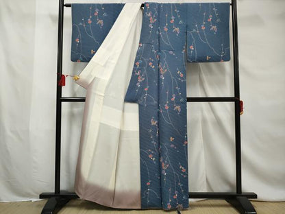 平和屋着物■上質な小紋　舞蝶枝花文　金彩　正絹　逸品　AABE0899gw