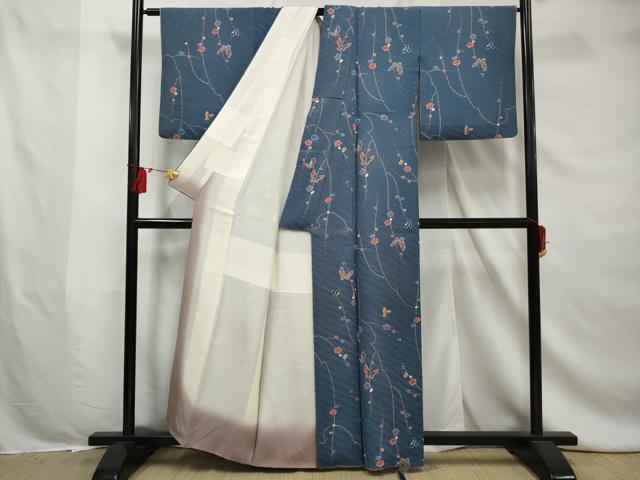 平和屋着物■上質な小紋　舞蝶枝花文　金彩　正絹　逸品　AABE0899gw