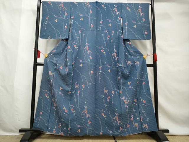 平和屋着物■上質な小紋　舞蝶枝花文　金彩　正絹　逸品　AABE0899gw