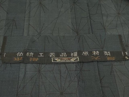 平和屋着物＊夏物 本場大島紬 夏大島 麻の葉文様 反端付き 正絹 逸品 AABE2712jd