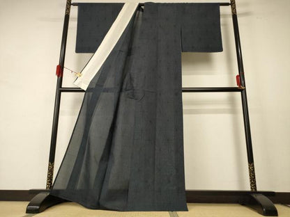 平和屋着物＊夏物 本場大島紬 夏大島 麻の葉文様 反端付き 正絹 逸品 AABE2712jd