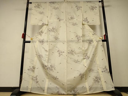 平和屋着物＊夏物 小紋 絽 流水花文 洗える着物 AABE4313jd