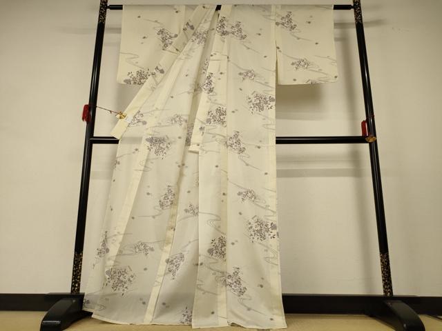 平和屋着物＊夏物　小紋　絽　流水花文　洗える着物　AABE4313jd 平和屋着物＊夏物 小紋 絽 流水花文 洗える着物 AABE4313jd